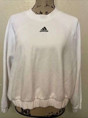 adidas White Crewneck Sweater with Black Logo